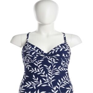 Lands’ End Tankini, Twist, Swim Top, Sz 2, Geo, Leaves, Underwire‌, NWOT, Vacay‌